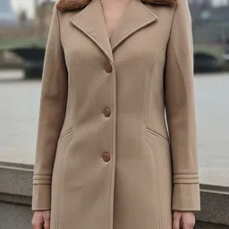 excent Wollen Solid Coat For Women image 2