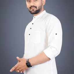 sopani Men Solid Pure Cotton Straight Kurta image 3