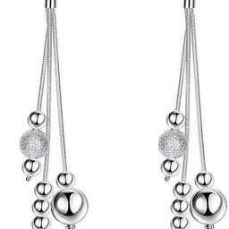 yellow chimes Earrings for Women and Girls | Silver Long Dangler Silver Tassel Earring-picture-11