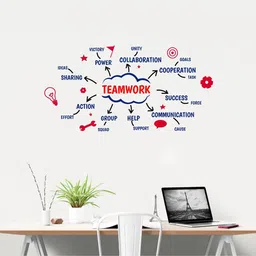 decal o decal 40 cm Teamwork Business Tricks For Startup Wall Stickers (PVC Vinyl,Multicolour) Self Adhesive Sticker image 2