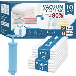 mexerris 5small/medium Vacuum Storage Bags with manual Pump for space saving travel bags. Travel Storage Vacuum Bags-picture-37