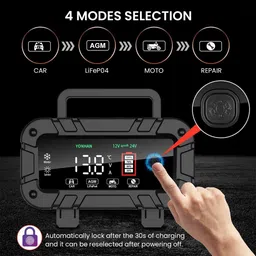 elephantboat Smart Battery Charger 10A 12V 24V with LCD Display Repair Mode Digital Battery Tester image 3