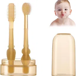 gustave Baby Oral Cleaning Brush 2 in 1 Soft Silicone Toothbrush for Baby 6 to 24 Months Soft Toothbrush-picture-27