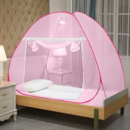 classic mosquito net Single Bed Foldable Polyester Mosquito Net In Full Pink-picture-41