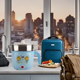 creation bazaar Multipurpose Multi Electric Cooker Kettle 1.8 L, 3-In-1, Glass Lid, 500W, Travel Cooker, Rice Cooker, Food Steamer, Egg Cooker, Egg Boiler image 3