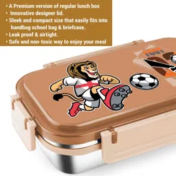 pogon Delite Stainless Steel Lunch Box with Spoon, Lunch Box for School Tiffin Box 2 Containers Lunch Box image 3