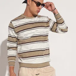 showoffff Men Colorblock Round Neck Brown Sweater-picture-37