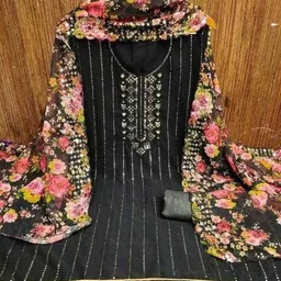 ladypotion Unstitched Georgette Salwar Suit Material Embroidered image 1