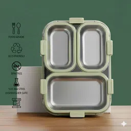 kello Stainless Steel 3 Compartment 750 ml Pink Girls Lunch Box with Spoon & Fork L29 3 Containers Lunch Box-picture-11