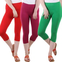 fasha Women Red, Green, Maroon Capri image 1