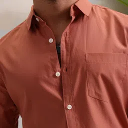 highlander Men Slim Fit Solid Cut Away Collar Casual Shirt image 5