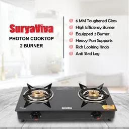 suryaviva Photon 2B + Nutri Plus 500 W Mixer Grinder Combo Glass Manual Gas Stove image 4