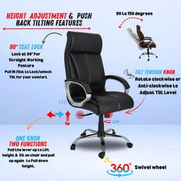 newturn Ranger Premium Leatherette High Back Ergonomic Chair with 2 years warranty Leather Office Executive Chair image 4