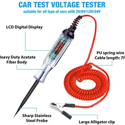 pkt Car Test Voltage Tester 3V/6V/12V/24V,AC Car Circuit Tester With Led Indicator Digital Voltage Tester image 3