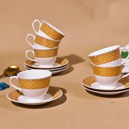 u.p.c. Pack of 12 Ceramic Premium Cup Set Or Cup Plate Tea Set, Tea Cup Set With Saucer, Cup And Plate Set image 1