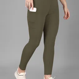 poojaran Solid Women Green Tights image 3