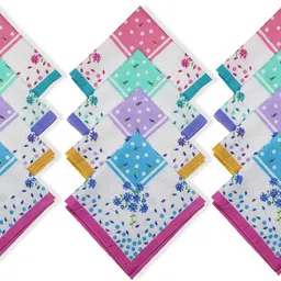 Neska Moda Women's Floral Cotton 31X31 CM ["Multicolor"] Handkerchief-image-30