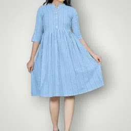 kfashionbfd Women A-line Blue Knee Length Dress-picture-28