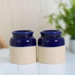 the decor lane Tasteful Twins Dark Blue & White Ceramic (Set of 2) Salt & Pepper Shaker image 1