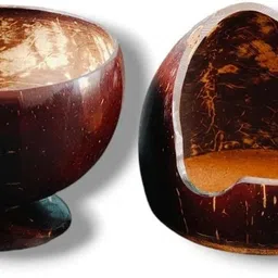 Pack of 2 Wooden Eco Gree coconut shell cup and mobile stand combo for gifts image 1