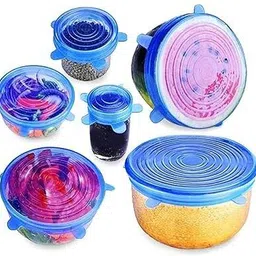 dikpulgroup Microwave Safe Silicone Stretch Lids Reusable Flexible Covers 7.5 inch Lid Set, Pack of 1 image 5