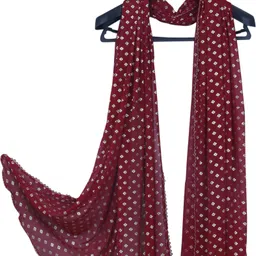 trendz hack Chiffon Printed Maroon Women Dupatta image 3