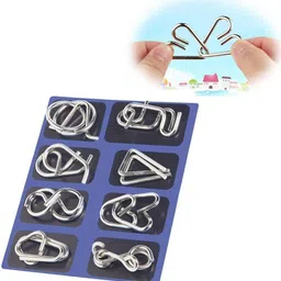 gkzon Metal Puzzles Brain Teaser Challenge Set IQ Busters Intellectual Toy (8 Pieces)-picture-43