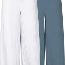 Pack of 2 Women Comfort Fit Multicolor Lycra Blend Trousers-image-17
