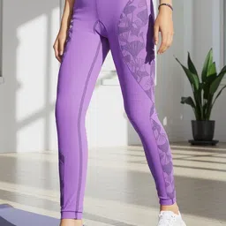 picxey Self Design Women Purple Tights image 1