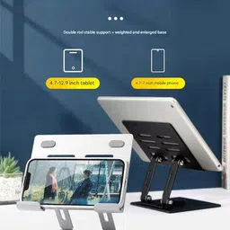 BROLAVIYA Desktop 360 Rotating Base, Aluminium Metal Stand, Foldable, 4-13 Inch Device Mobile Holder image 3