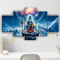 Majestic Lord Shiva Digital Painting (30x18 inches) Digital Reprint 18 inch x 30 inch Painting-image-11