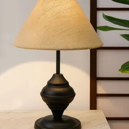 homesake Black Metal Table Lamp with Fabric Shade, B22 holder, Urn, Jute Cone Table Lamp-picture-21