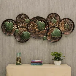 desert oak Wrought Iron Decorative Leaf Wall Art With Led In Multicolour image 1
