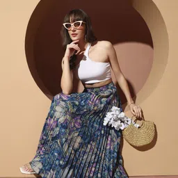 otabu Women Printed Pleated Multicolor Skirt image 1