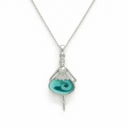 mayone Trendy Silver Plated Pendant Necklace with Sky Blue Stone Silver Silver Pendant image 2