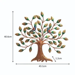 handicrafts paradise Tree With Two Birds Multicolour Iron Wall Art image 3