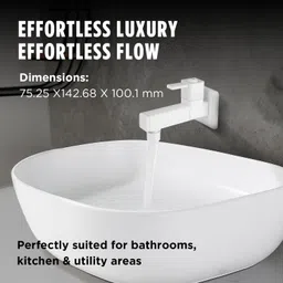 nakkashi PTMT Superior Plastic Faucet Long Body Foam Flow Tap or Kitchen Sink Hot & Cold 90° Water Flow Wall Mount Tap for Bathroom & Basin Faucet with Flange Bib Tap Faucet image 2