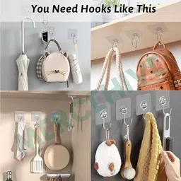 spivora Transparent Big Hook Sticky Hooks,for Hanging, Bathroom,Big Transparent Hook Hook 15 image 5