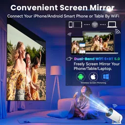 Punnkk HY300 Pro Smart,4K HD Wifi6 BT5, Android12, 180Degree Rotation Auto Keystone (4500 lm / 1 Speaker / Wireless / Remote Controller) Portable Projector image 3
