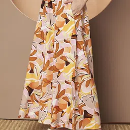 lookshine Women Flared Orange, Yellow Polyester Trousers-picture-36