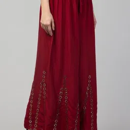 trend level Women Flared Maroon Viscose Rayon Trousers image 4