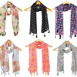 stolevilla Printed Chiffon Women Multicolor Scarf, Stole, Fancy Scarf-picture-28