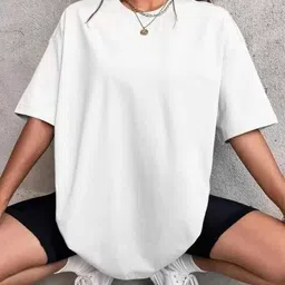 tshirts buddy Women Solid Round Neck Pure Cotton White T-Shirt-picture-10
