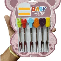 faas Kids/Baby Fruit Fork Cartoon Shape-Fruit Fork for Party Baby Fork Stainless Steel Baby Fork, Dessert Fork, Salad Fork, Fruit Fork image 2