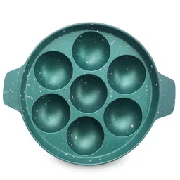 nagda Non Stick Appam Pan 7 Cavities | Gas Compatible | Heat Proof Handle Appachatty 1 L capacity 20 cm diameter image 2