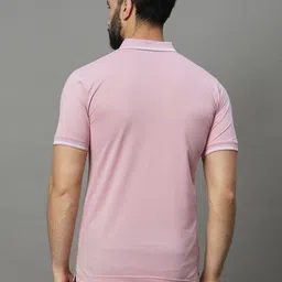 uniberry Men Solid Polo Neck Cotton Blend Pink T-Shirt image 2