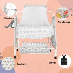toyshoppee Cradle for kids cradle for baby boy and girl Cradle With Swing & Mosquito Net Bassinet image 2