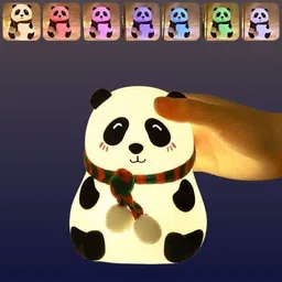 Guruvar Cute Panda Silicon Night Lamp USB Rechargeable 7 Color Changing For Kids-1293 Smart Sensor Light-picture-18