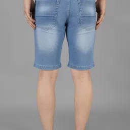 nivasu Solid Men Blue Denim Shorts image 2