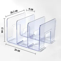 krevia Storage Bookshelf Organizer 4 Grids Acrylic Assorted Rack for Home,Office. Metal Open Book Shelf image 4